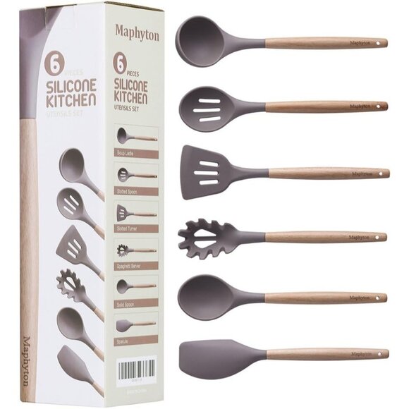 6 PCS with Wooden Handle for Non-Sticker Cookware Heat-Resistant - Picture 11 of 13